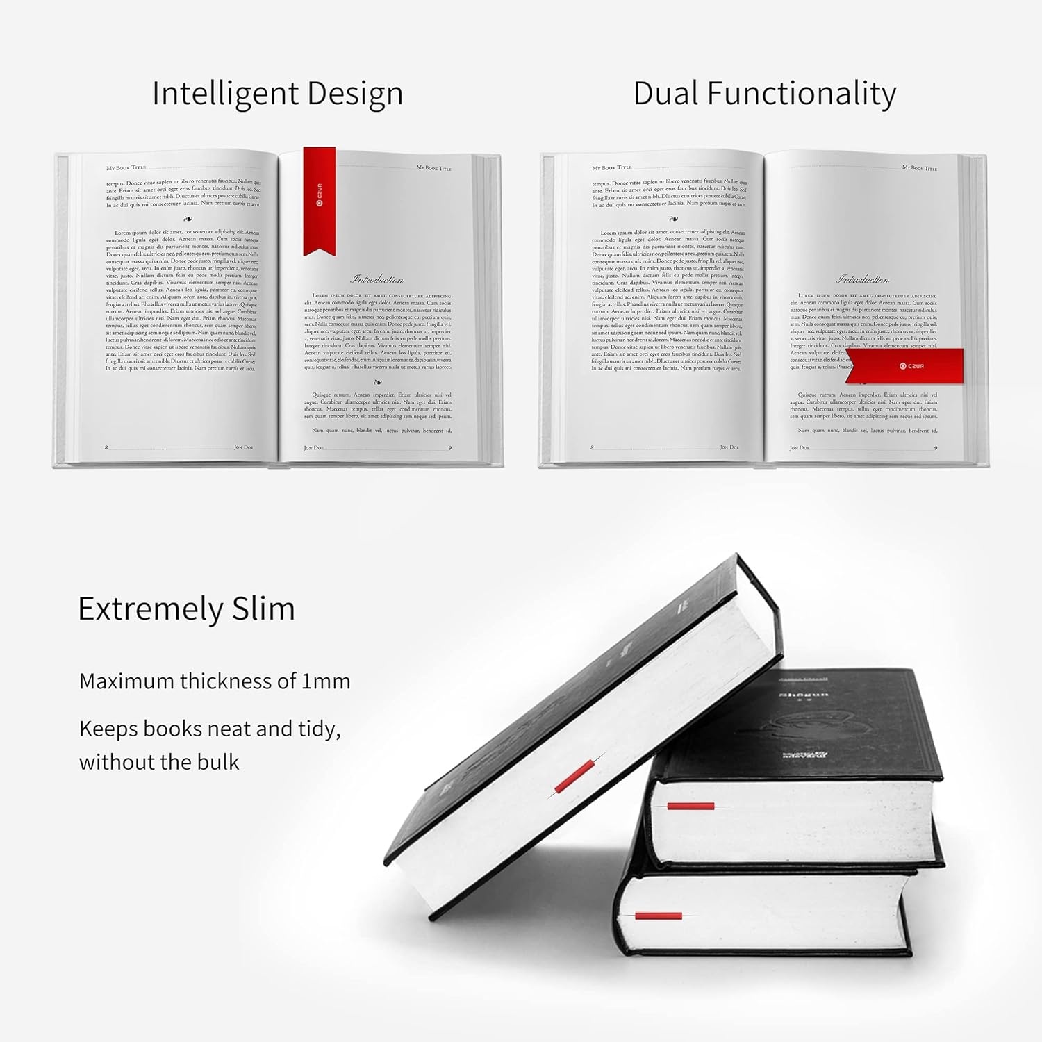 image:imageCJ Tech Metal Bookmark Stylish Bookmarks Teacher Valentine Gift Unique Gift for Women Men Readers LightampDurable Reward Bookmark with ANODIZING Technology SuperGrip UShape DesignRed