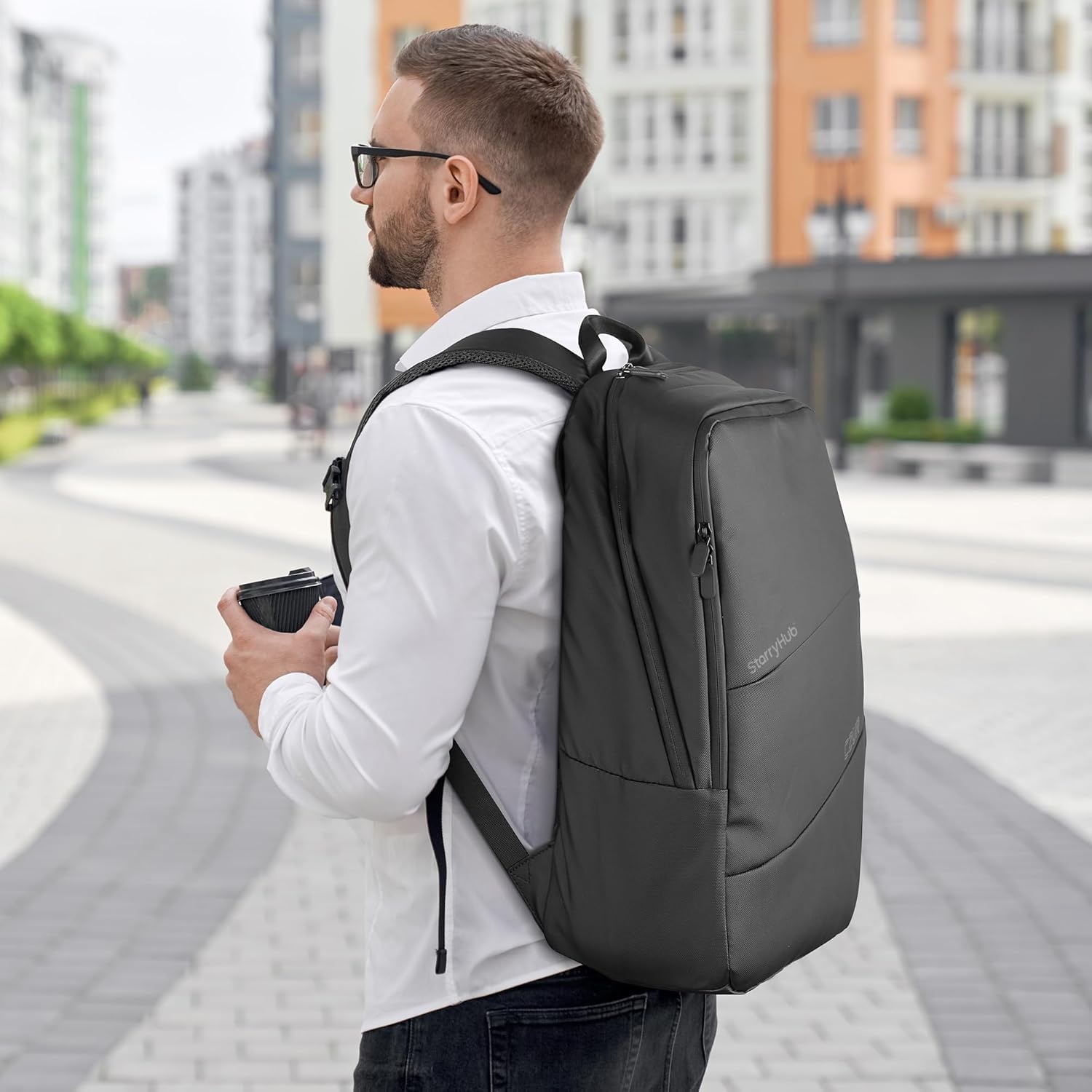 image:imageCZUR Business Travel Backpack for Men Black Water Resistant Laptop Backpack High Capacity Work Backpack Fits 173 Inch Laptop