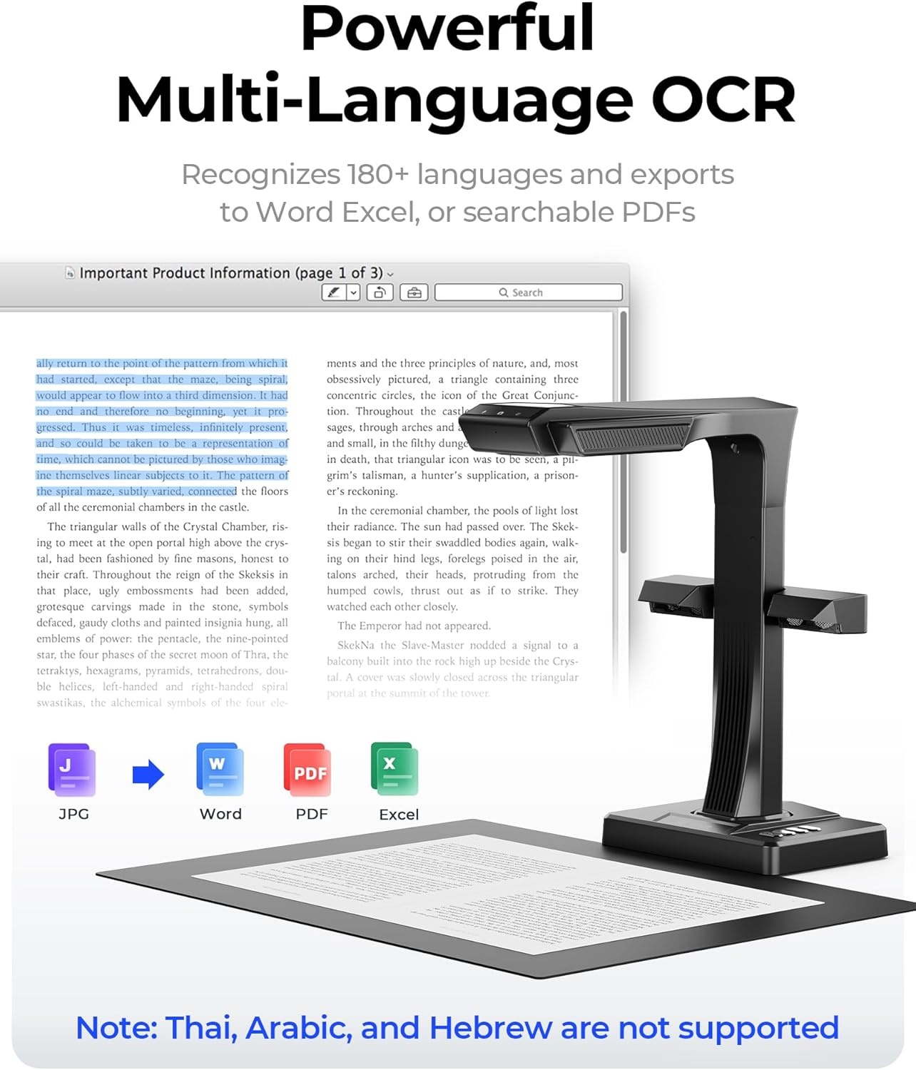 image:imageCZUR ET MAX Professional Book Scanner 38MP Document Camera Laser CurveFlatten USB High Speed Document Scanner 180 Languages OCR Capture A3 Support HDMI for WindowsMacOSLinuxET MAX