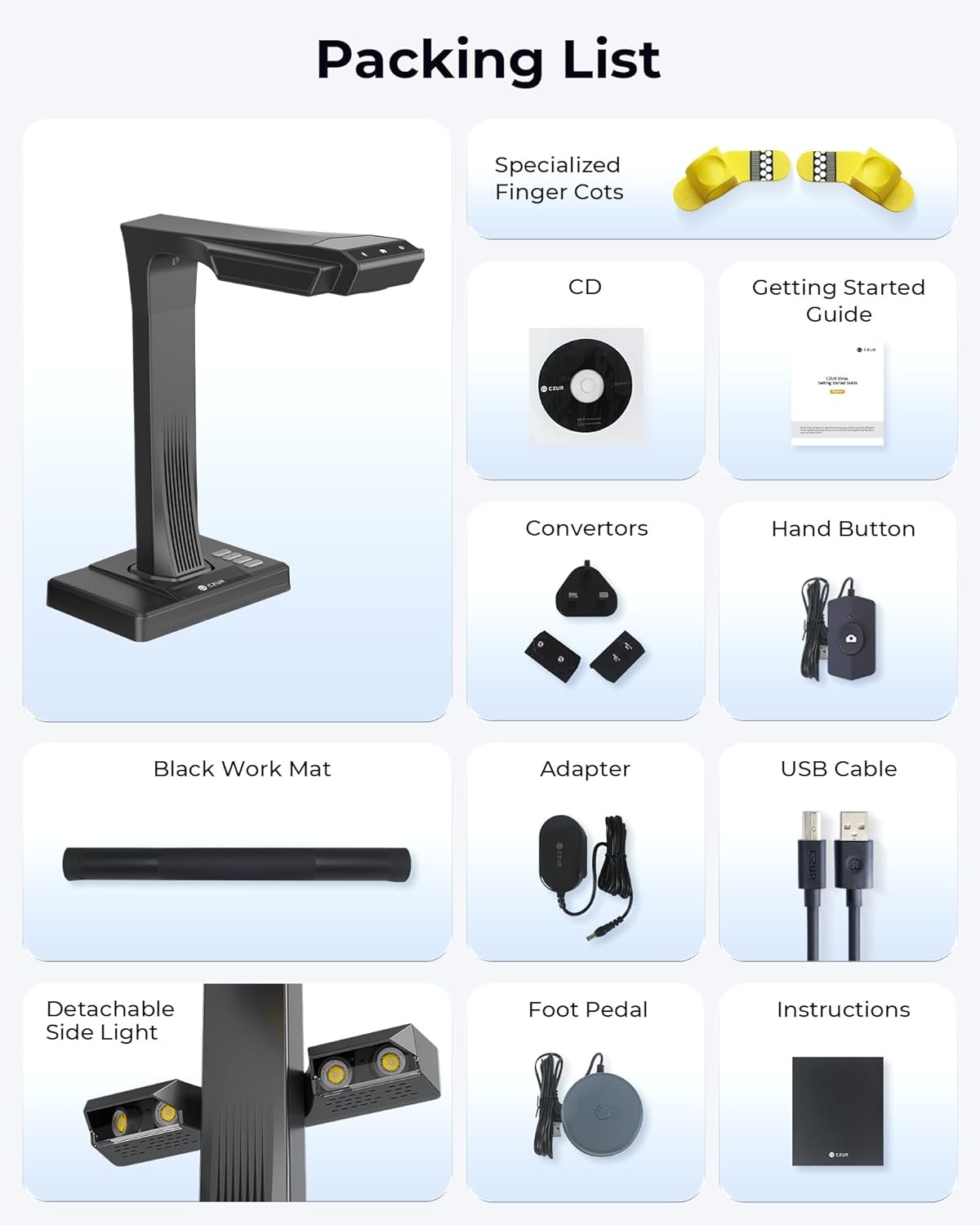 image:imageCZUR ET MAX Professional Book Scanner 38MP Document Camera Laser CurveFlatten USB High Speed Document Scanner 180 Languages OCR Capture A3 Support HDMI for WindowsMacOSLinuxET MAX