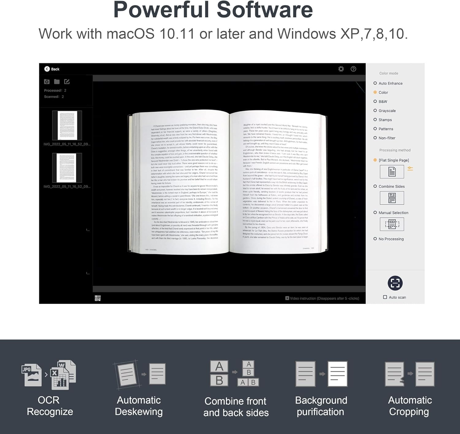 image:imageCZUR ET18 Pro Professional Document Scanner 2nd Gen AutoFlatten amp Deskew Tech 18MP HD Camera Capture A3 186 Languages OCR Convert to PDFSearchable PDFWordTiffExcel Run On Windows amp MacOSET18 Pro