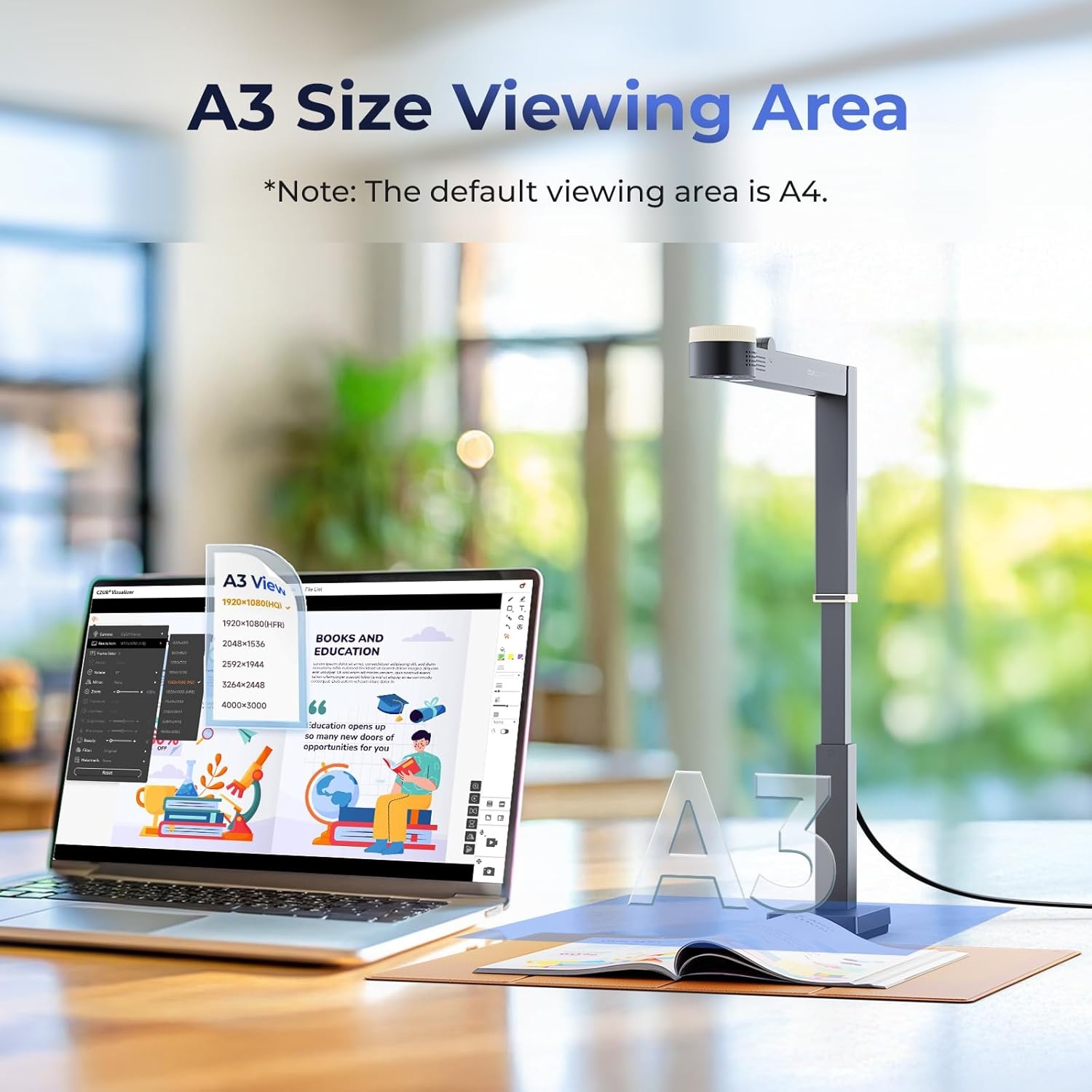 image:imageCZUR Fancy S Pro 12MP USB Document Camera for Teacher 4K Webcam with Microphone and LED Light Up to 60fps Auto Focus for Remote Teaching Live Streaming Web Conference for Mac and WindowsFancy S Pro