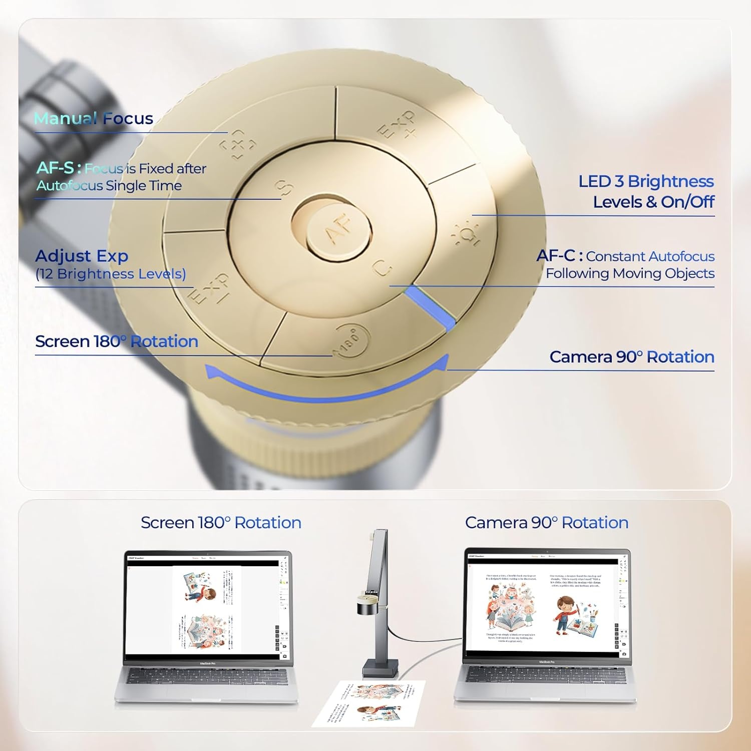 image:imageCZUR Fancy S Pro 12MP USB Document Camera for Teacher 4K Webcam with Microphone and LED Light Up to 60fps Auto Focus for Remote Teaching Live Streaming Web Conference for Mac and WindowsFancy S Pro