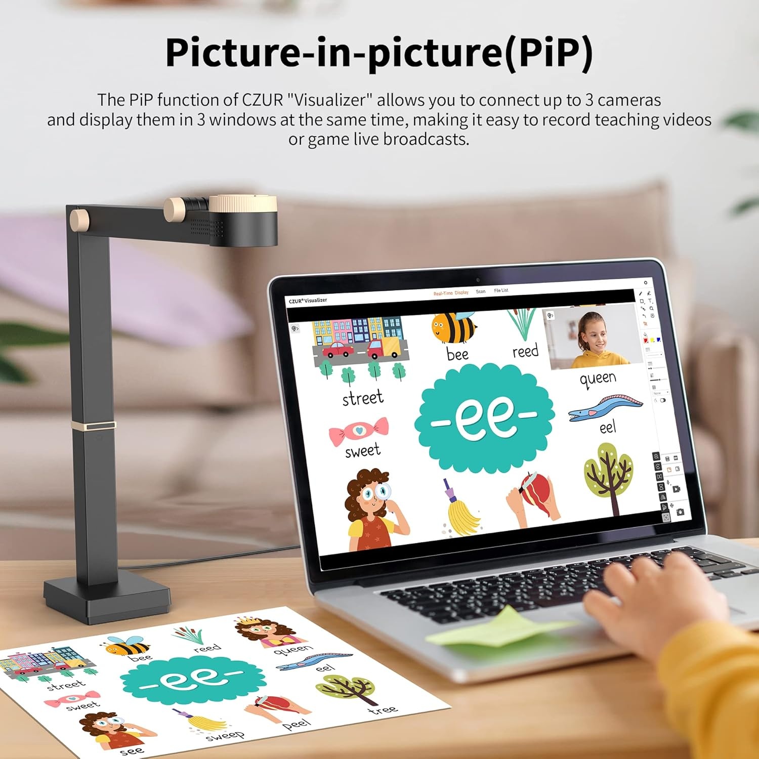 image:imageCZUR Fancy S Pro 12MP USB Document Camera for Teacher 4K Webcam with Microphone and LED Light Up to 60fps Auto Focus for Remote Teaching Live Streaming Web Conference for Mac and WindowsFancy Pro