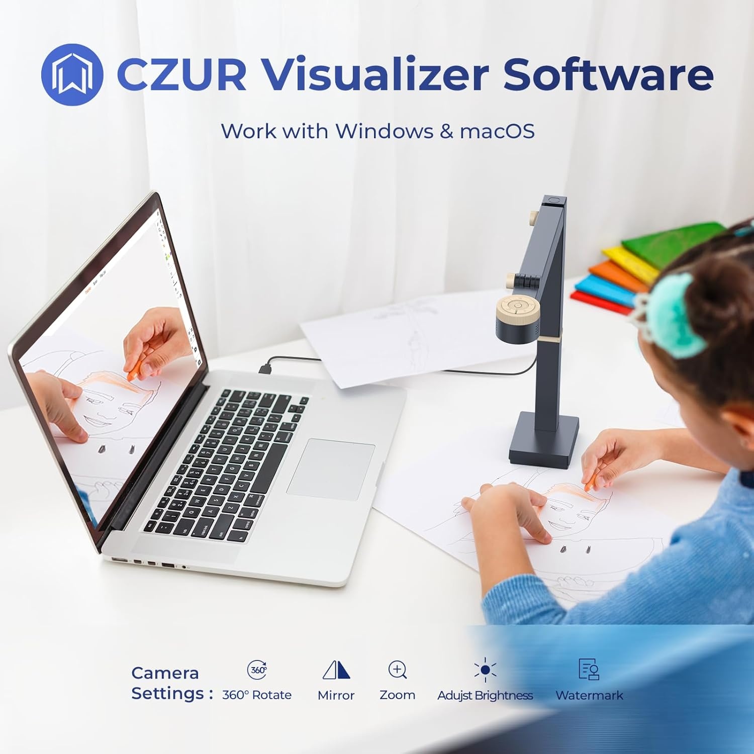 image:imageCZUR Fancy S Pro 12MP USB Document Camera for Teacher 4K Webcam with Microphone and LED Light Up to 60fps Auto Focus for Remote Teaching Live Streaming Web Conference for Mac and WindowsFancy S Pro