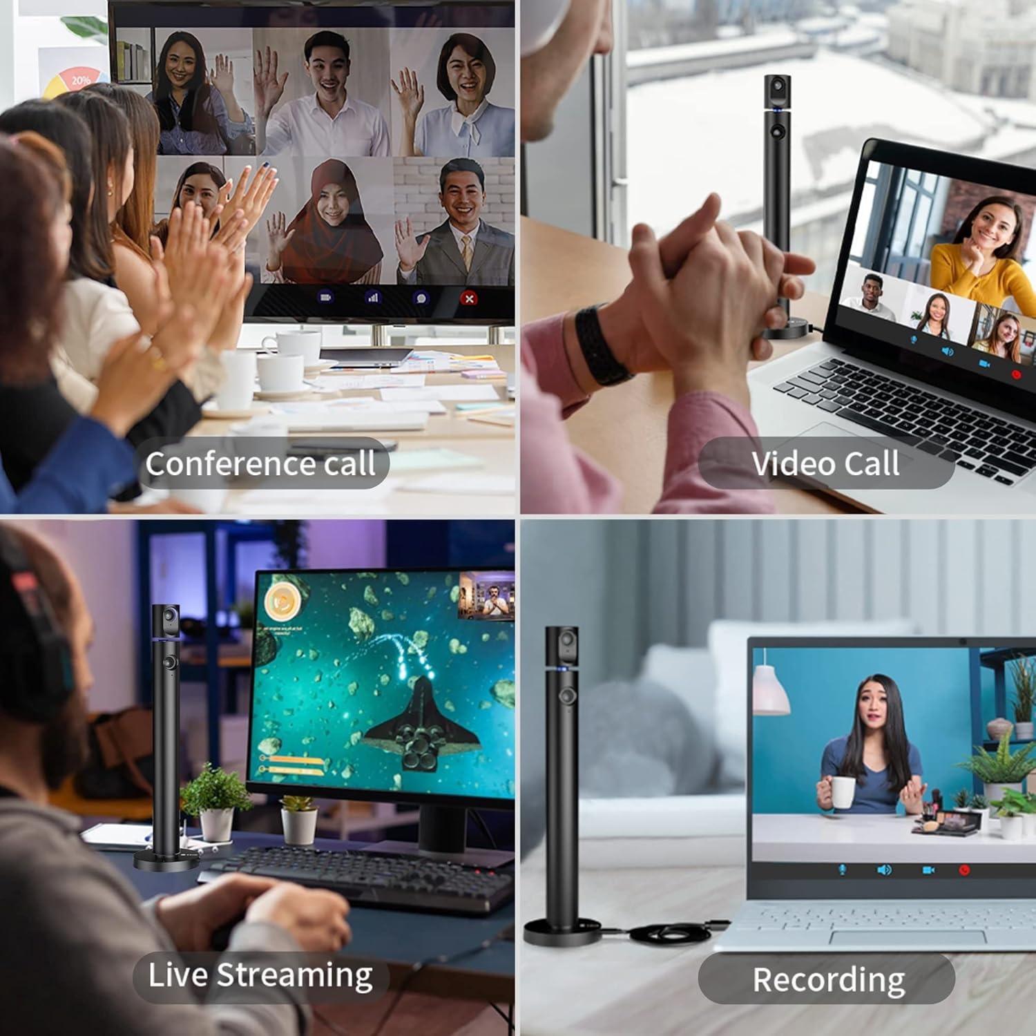 image:imageCZUR Halo Streaming Dual Webcam Professional USB Web Camera 1080P with Microphone 90 View Computer Camera Plug amp Play Compatible with WindowsMac for TikTokYouTubeYahoo MessengerM
