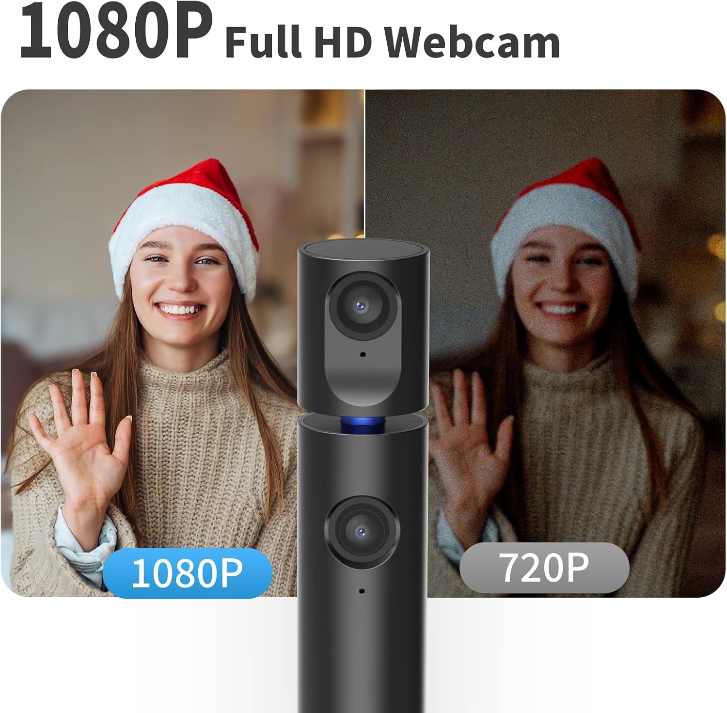 image:imageCZUR Halo Streaming Dual Webcam Professional USB Web Camera 1080P with Microphone 90 View Computer Camera Plug amp Play Compatible with WindowsMac for TikTokYouTubeYahoo MessengerM
