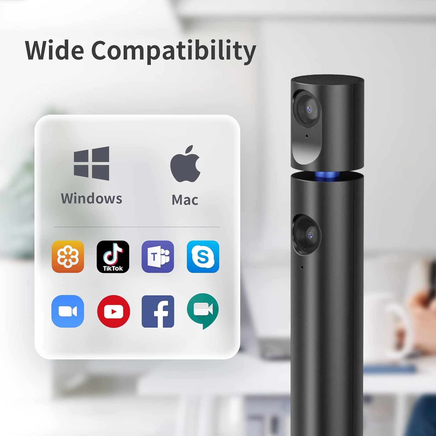 image:imageCZUR Halo Streaming Dual Webcam Professional USB Web Camera 1080P with Microphone 90 View Computer Camera Plug amp Play Compatible with WindowsMac for TikTokYouTubeYahoo MessengerM
