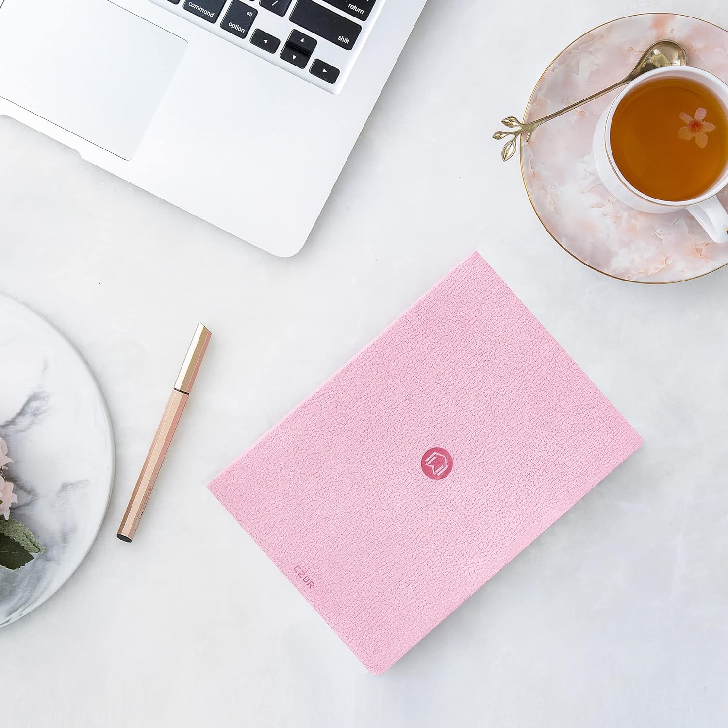 image:imageCZUR Lined Journal Notebooks PU Leather Peach Velvet Soft Cover 192 Pages Medium 56 x 83 Exquisite Notebook for WorkTravelCollege Pink