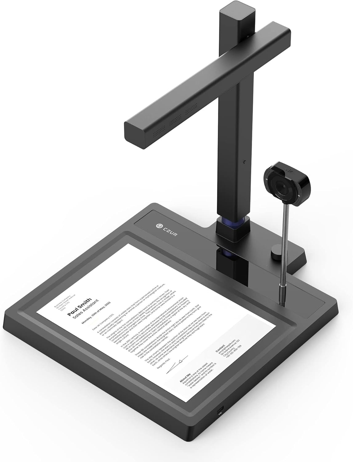 image:imageCZUR Shine 500 Surface Pro AC Document Scanner 5MP Document Camera 2MP Webcam Working Surface A4 Document Scanner for ComputerLaptop 180 Languages OCR Fast Scan 1sPage for PCMac