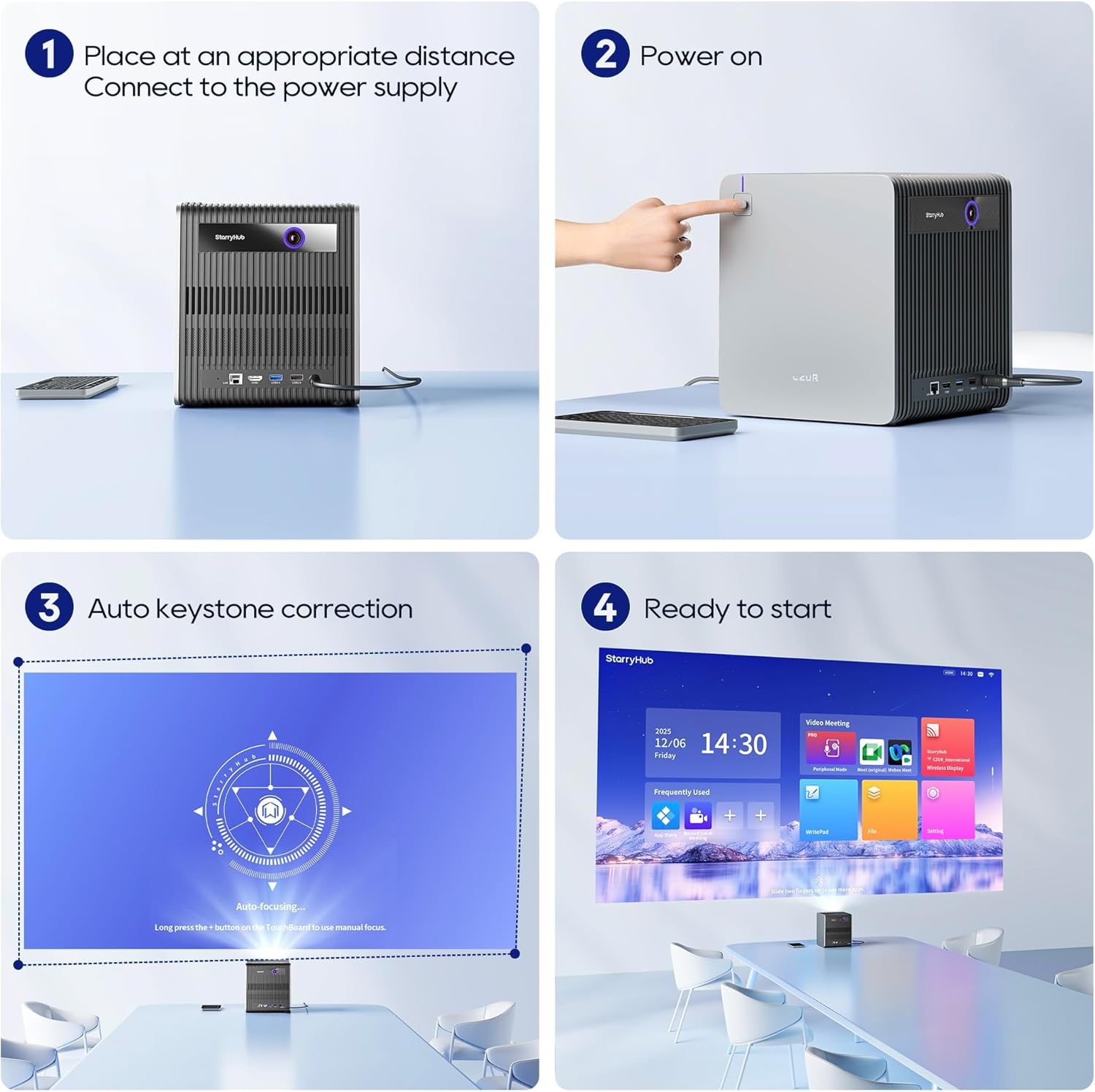 image:imageCZUR StarryHub Video Conferencing System 2200 ANSI Lumens Short Throw Projector HD 1080P Conference Room Camera with Auto Framing 6 AIDriven Microphones Conference Speakers