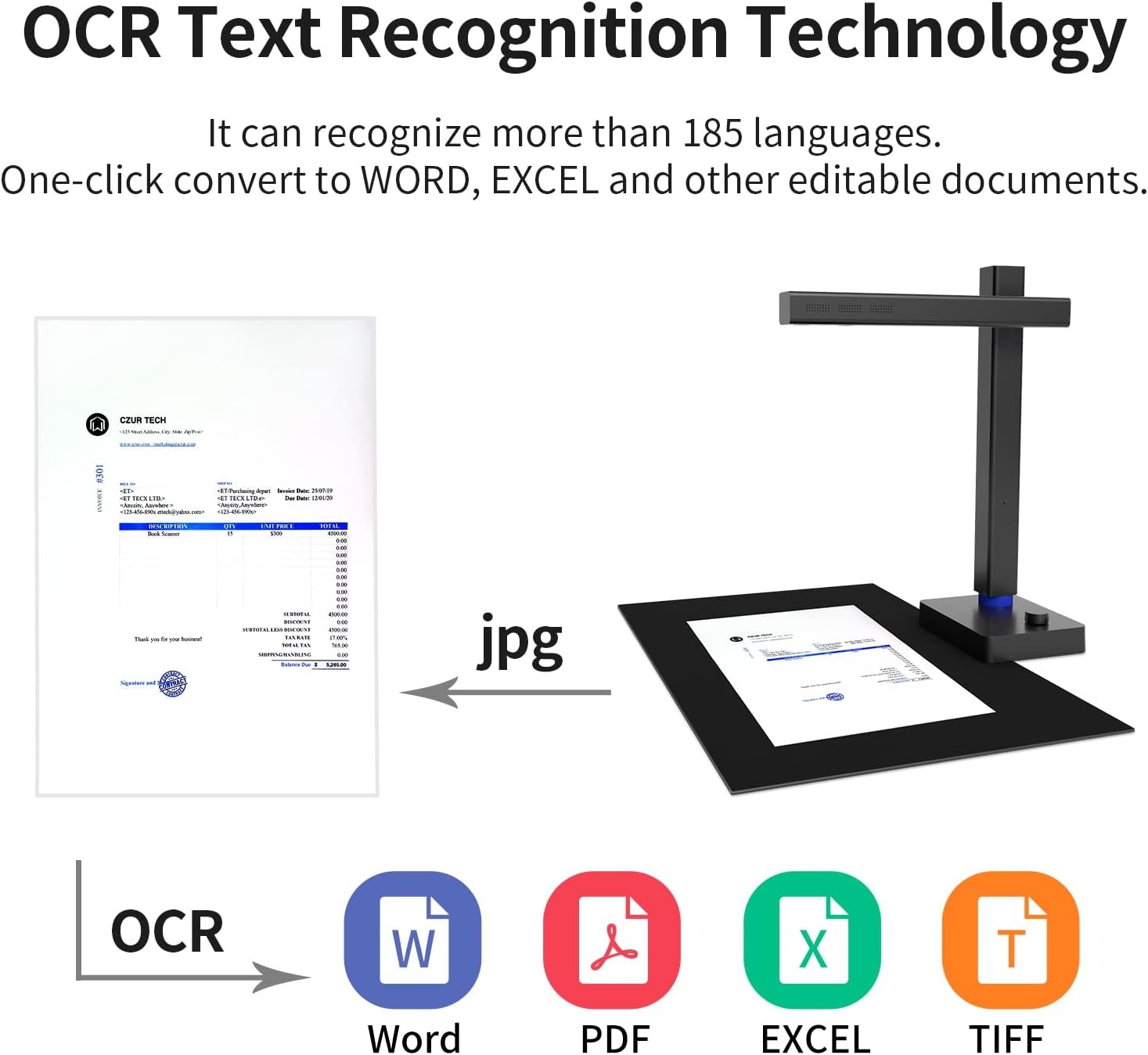 image:imageCZUR Shine800 Pro Portable Document Scanner 8MP Document Camera OCR MultiLanguage Recognition USB Doc Camera for Live Demo Web Conferencing Remote Teaching for Mac OSampWindows